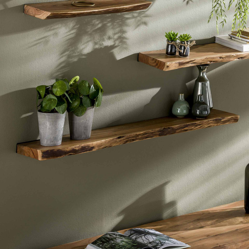 Acacia Solid Wood Floating Shelf, 4cm H x 120cm W x 20cm D