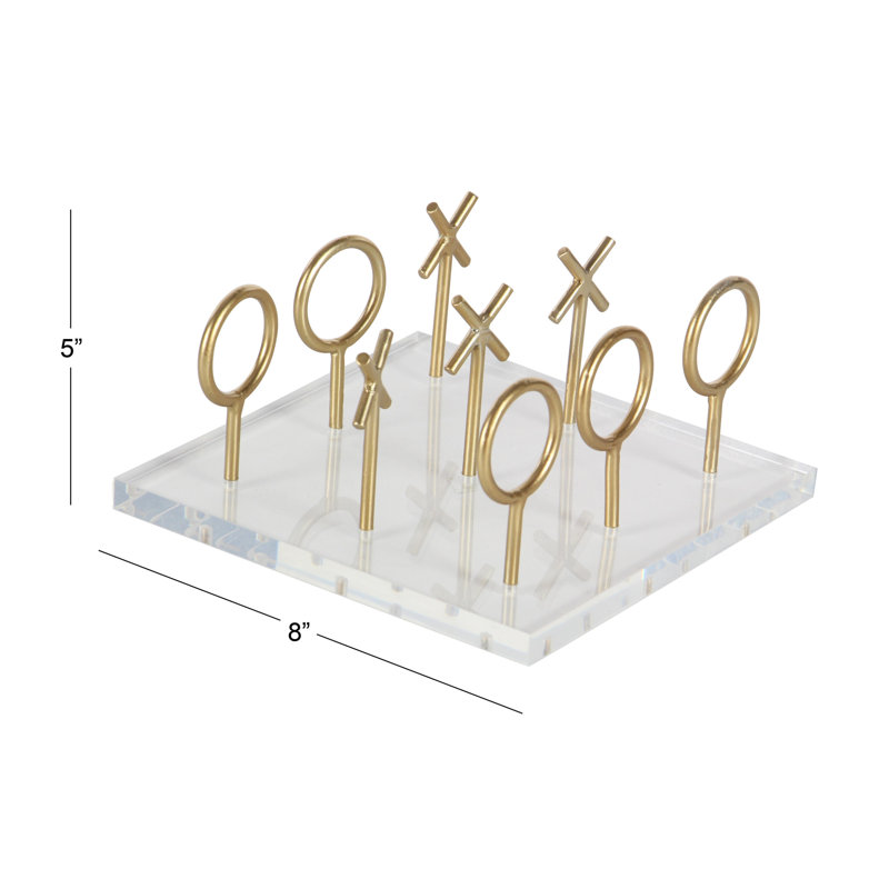 Gold and Clear Acrylic Tic Tac Toe Game Set