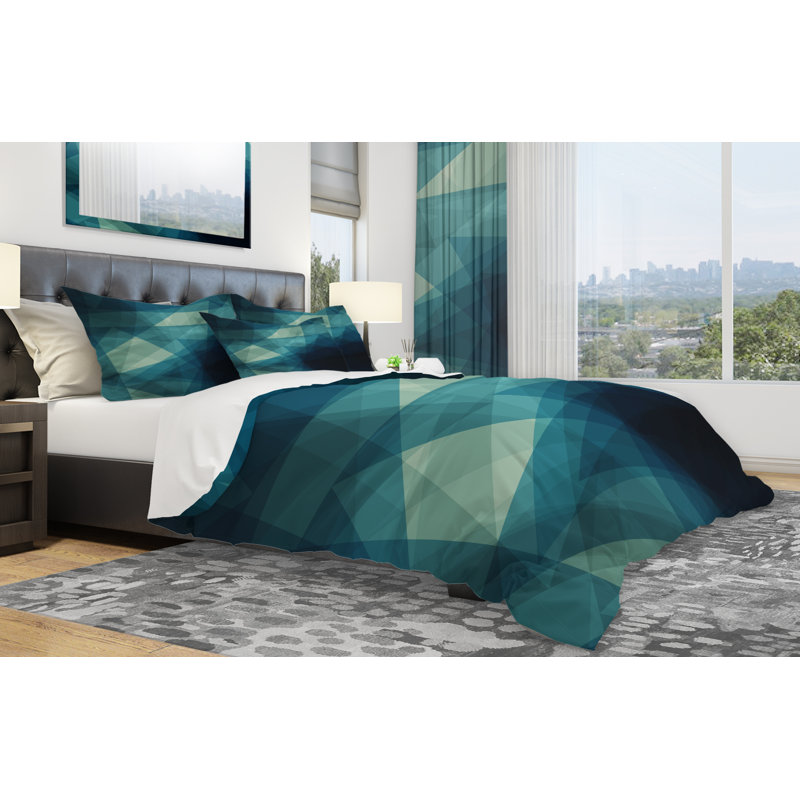 Modern & Contemporary Geometric Shapes Duvet Cover, King Duvet Cover + 2 Shams