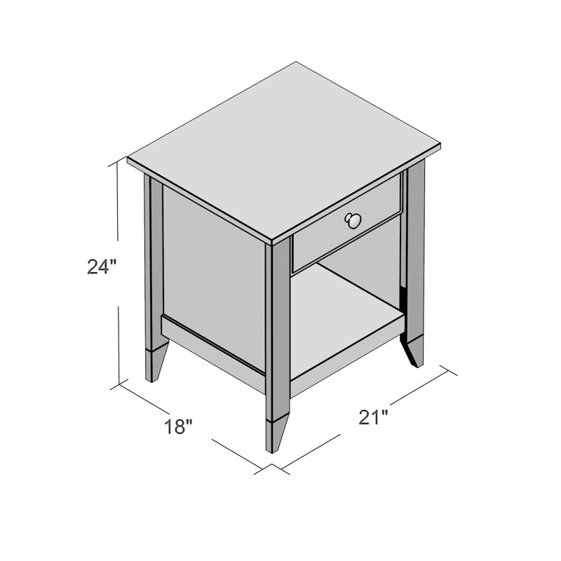 Deundray 20.88'' W Plywood / Laminate Board Nightstand, White