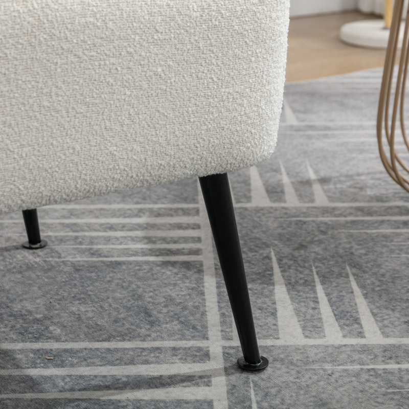 Chaise d'appoint rembourrée Hippel, Beige Boucle, Noir