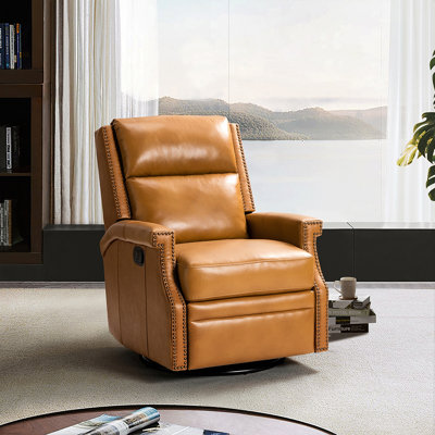 Manning 29.6" Wide Genuine Leather Manual Recliner