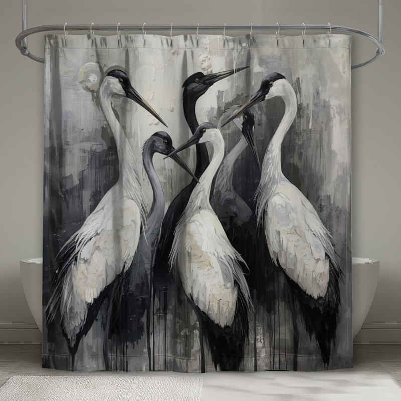 Rideaux de douche Cranes, L 70 po x H 72 po
