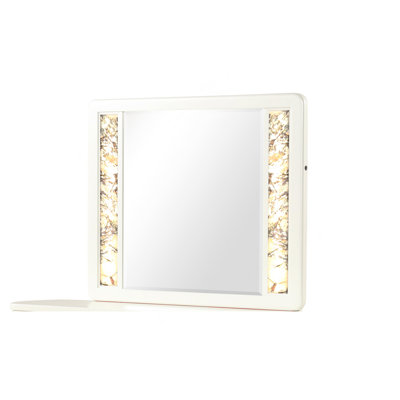 Miroir de style moderne La Pierre fabriqué en bois et bords à DEL dorés en beige (INCLUT LE MIROIR SEULEMENT) (Inventaire CA)