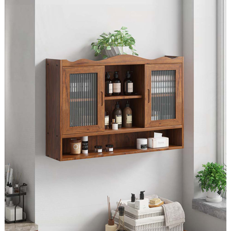 Armoire de rangement murale pour salle de bain, cuisine, salle à manger, Brun