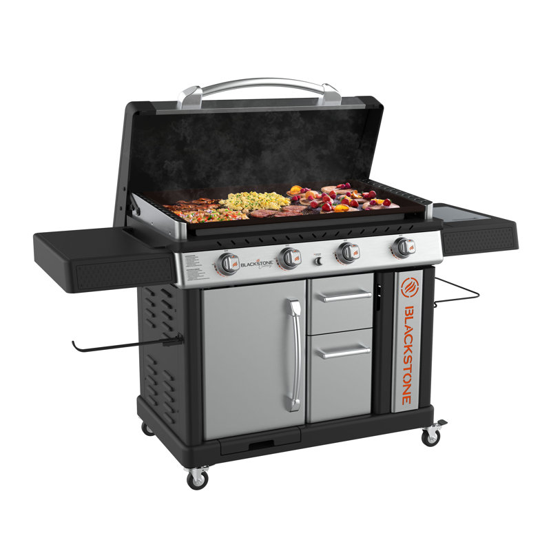 Blackstone 4 - Burner Free Standing Liquid Propane 60000 BTU Gas Grill with Cabinet