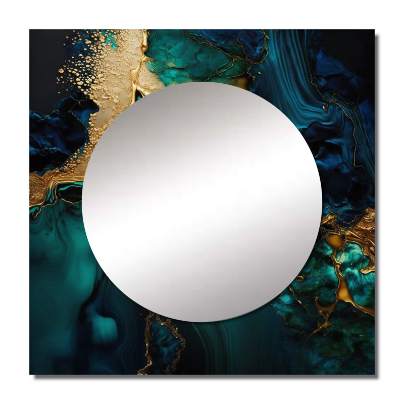 Demedrick - Miroir décoratif carré en marbre abstrait pour chambre à coucher, 23 po x 23 po