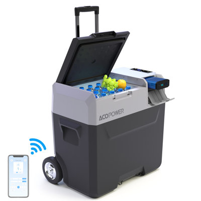52Qt Portable Refrigerator Freezer with Battery,App Control and 6'' off-Road Wheels, 12V Cooler Freezer,Low Noise,1 Year Warranty