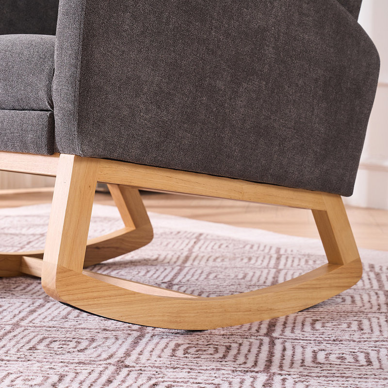 Chaise berçante avec repose-pieds à haut dossier, Velours gris velours