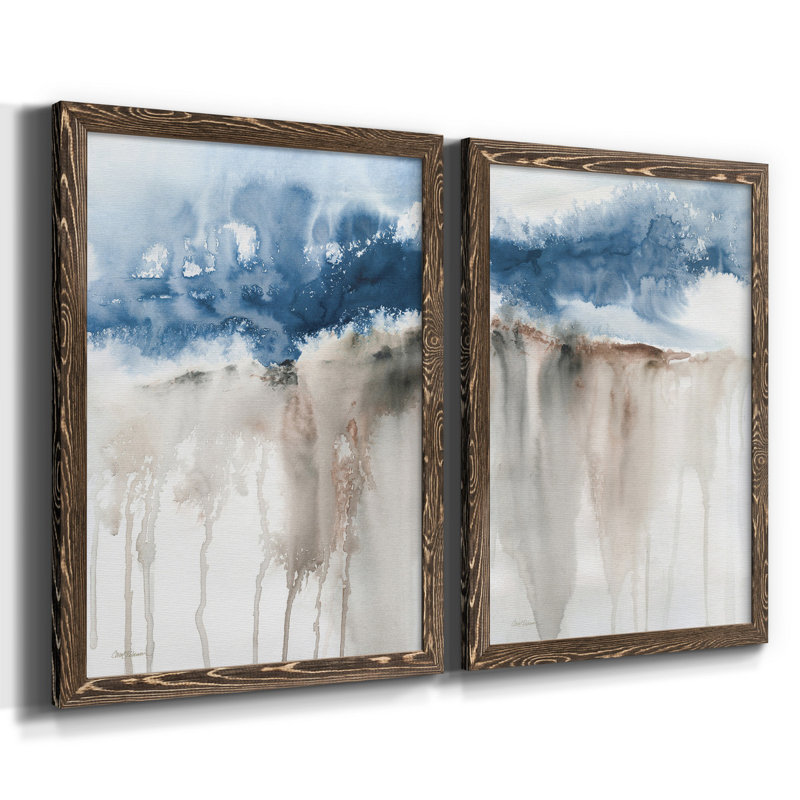 Windy Cliff I - ensemble de 2 reproductions d'art, H 20 po x l 17 po x P 1 po, Toile avec cadre en noyer, Pas de tapis