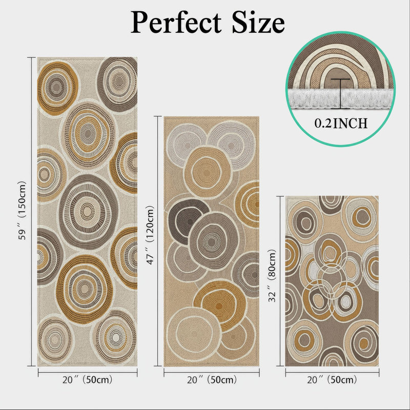 Circle Pattern Non-Slip Washable Kitchen Mats