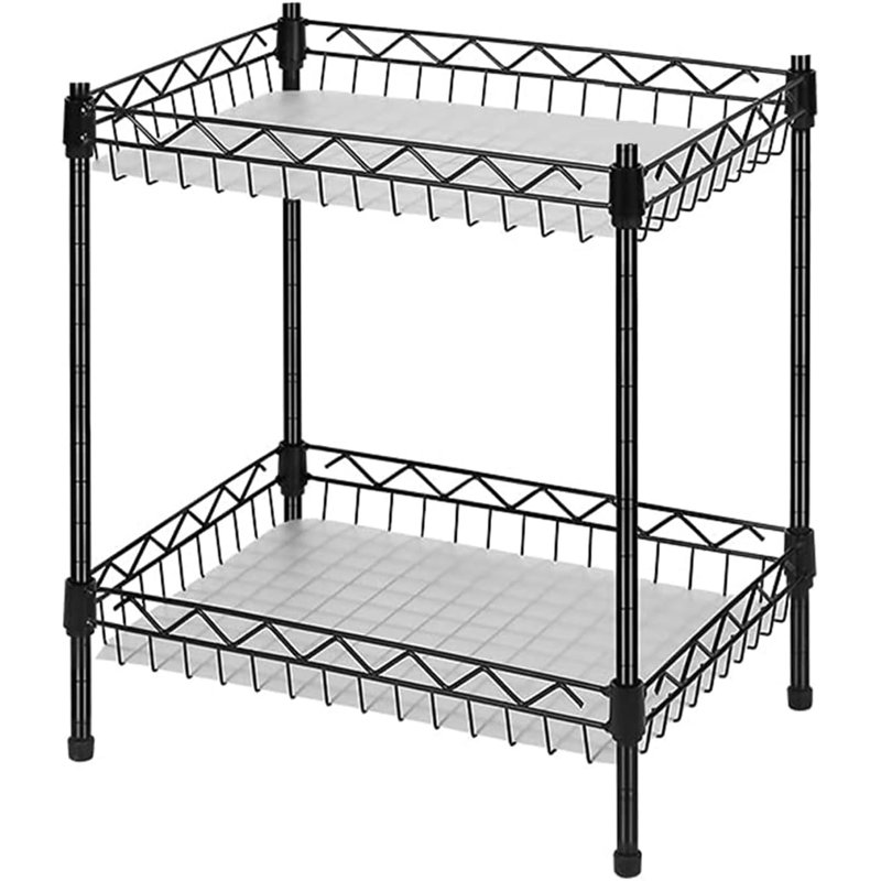 2-tier Wire Shelving Unit With Baskets