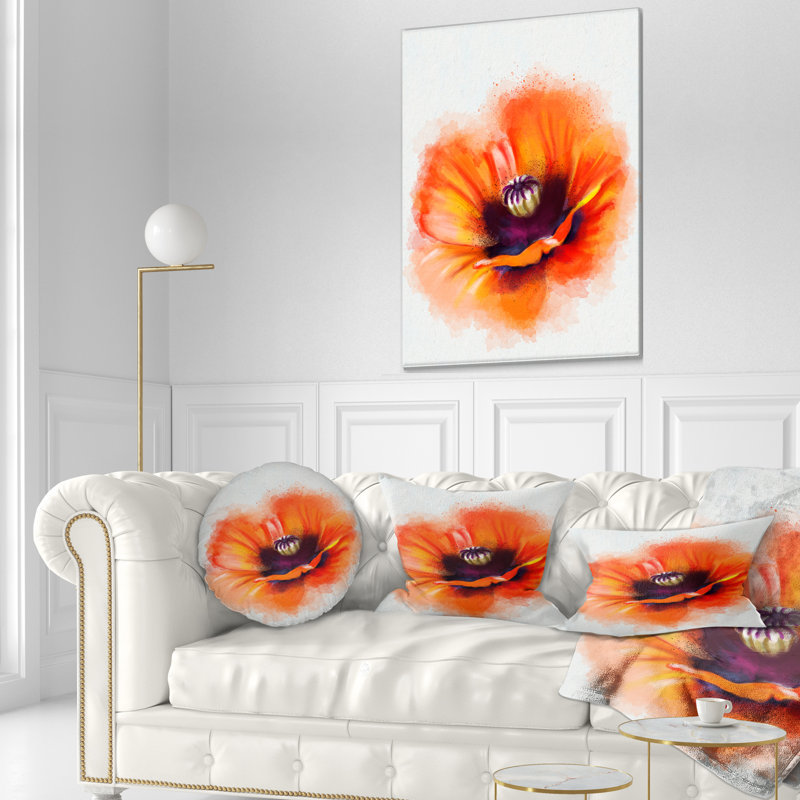 Coussin décoratif à imprimé floral mignon - orange, Rectangle, 12 po x 20 po
