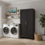 Armoire de rangement en acier noir de 155 cm (61 po) avec étagères réglables et portes doubles cintrées pour garage, buanderie ou salle à manger-1897627669