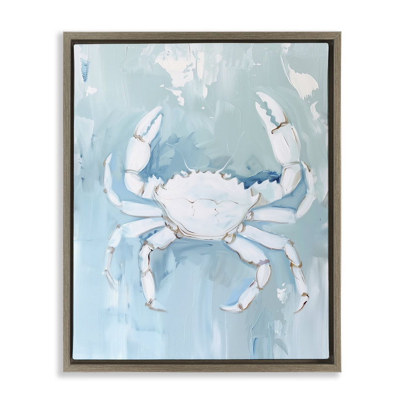  «White Coastal Crab» par Arlington Prints, Cadre flottant orme Montalcino, H 31 po x l 25 po