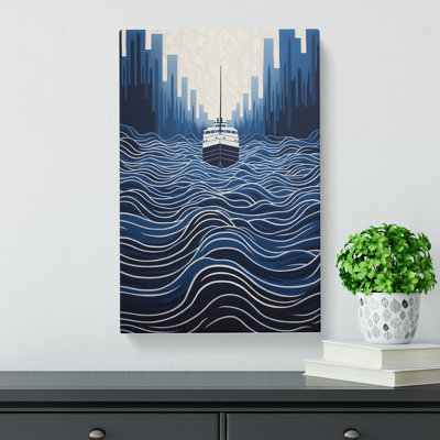 Ship On The Ocean Op - Wrapped Canvas
