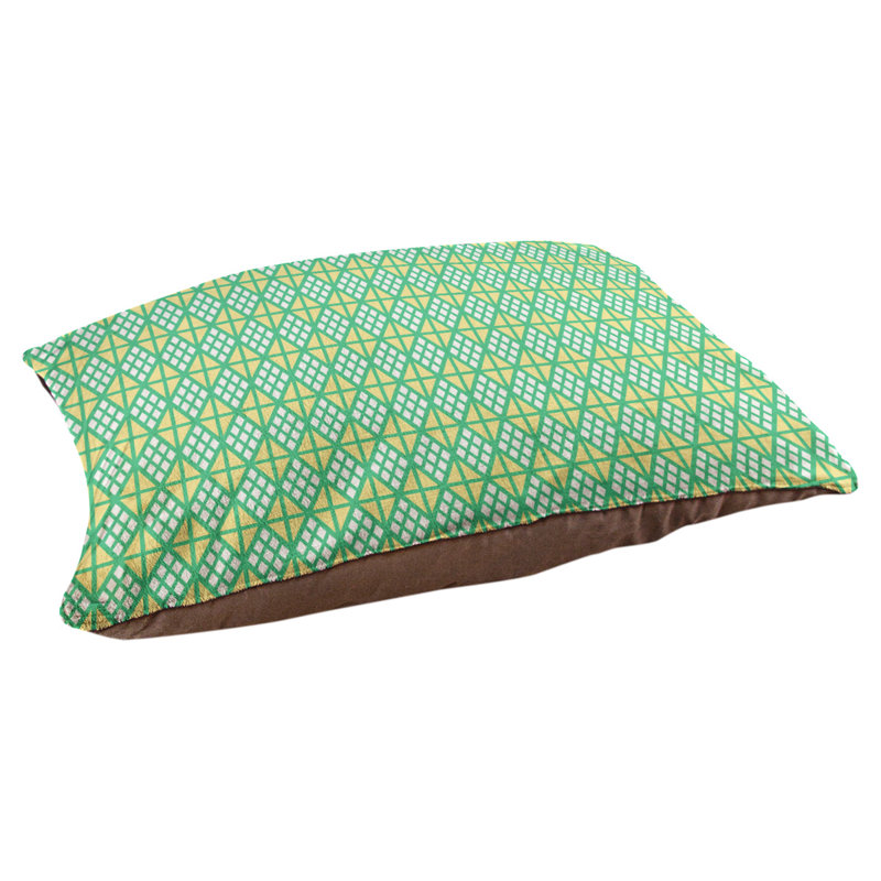 Coussin diamants Byrge, Moyen (L 29,5 po x P19,5 po x H 9,5 po), Vert / Jaune