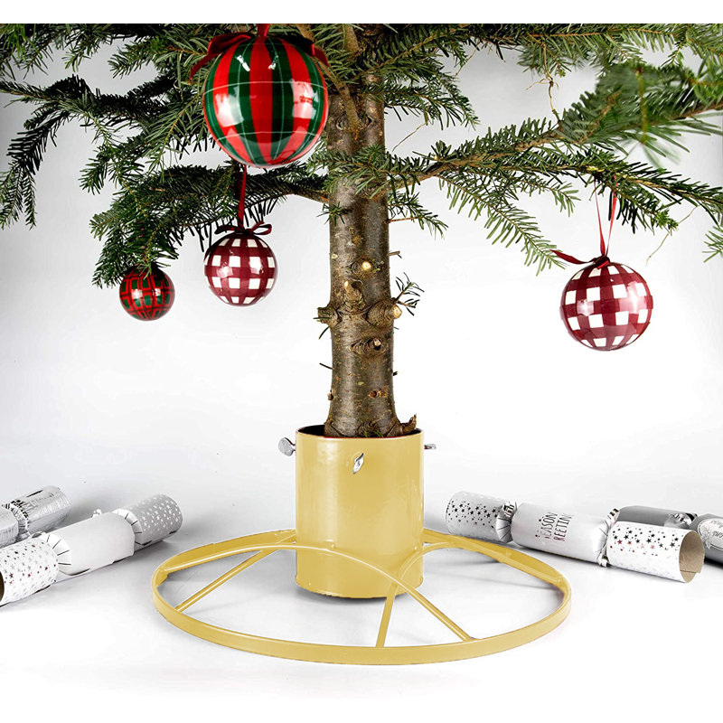 Steel Live Tree Stand For Max. Tree Height 3.1 - 3.6m, Gold, 24cm H x 51cm W x 51cm D