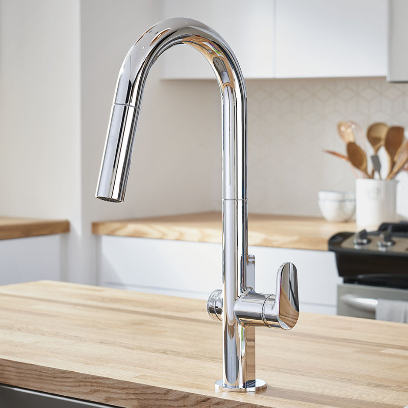 Robinet de cuisine à poignée simple Beale, Chrome poli