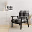 Fauteuil d'appoint rembourré à motif tartan à carreaux noir et argent-1280175160