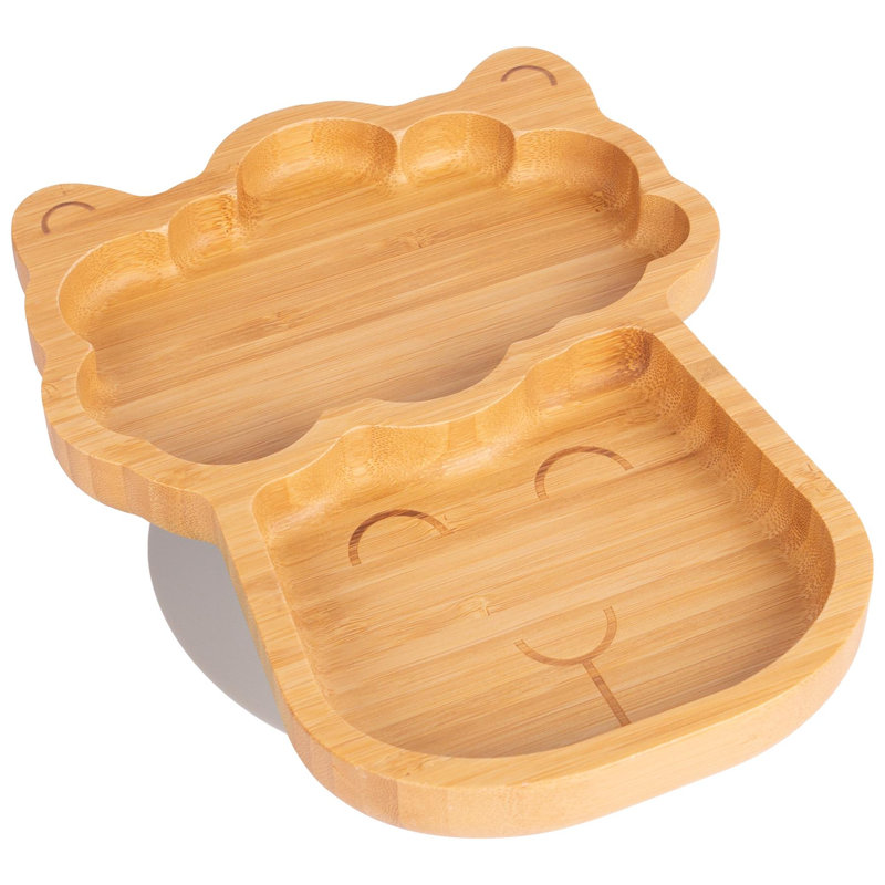 Tiny Dining - Children's Bamboo Suction Llama Plate, Grey