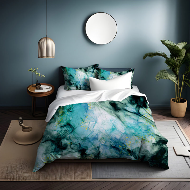 Polyester Abstract Duvet Cover, King Duvet Cover + 2 King Shams