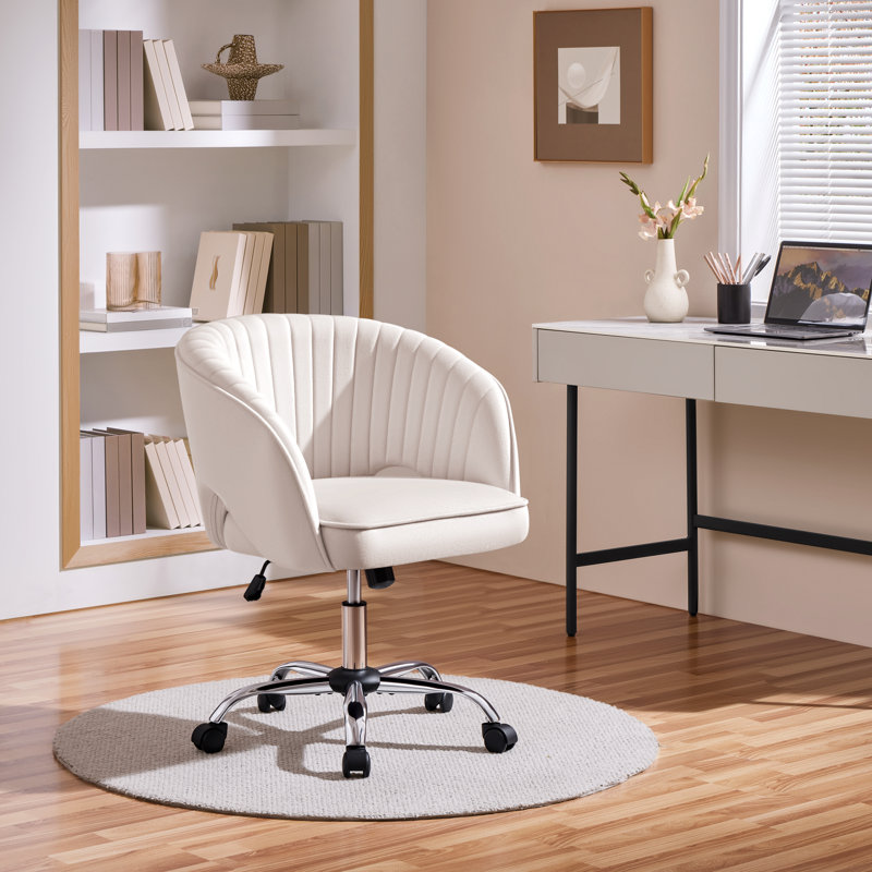 Eggers Home Office Chair with Tufted Barrel Back, Cream