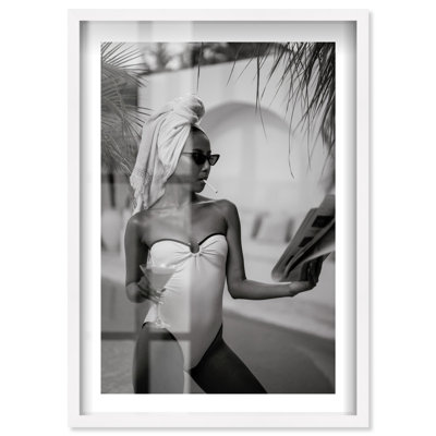 Serviette Turquoise Chic Shadowbox Print Glam Wall Decor par Notoriart, cadre blanc, 25 x 37