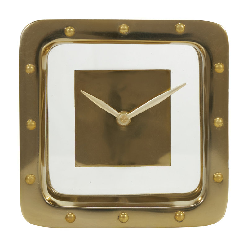 Analog Metal Quartz Tabletop Clock, Black