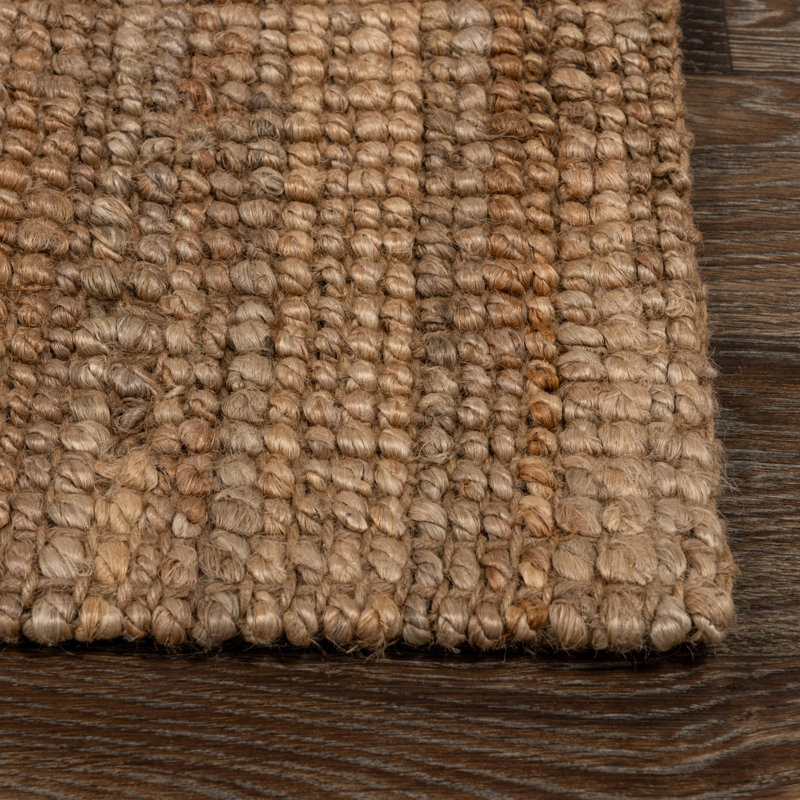 Mini Boucle Handwoven Jute Area Rug, Rectangle 2' x 3', Natural