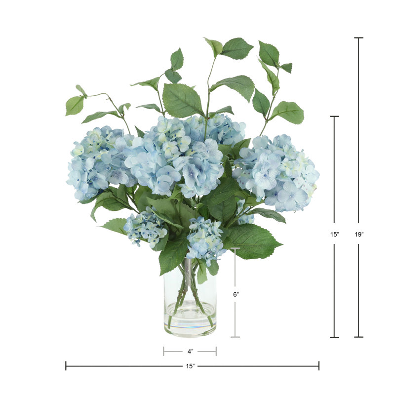 Hydrangea In Glass Vase With Acrylic Water