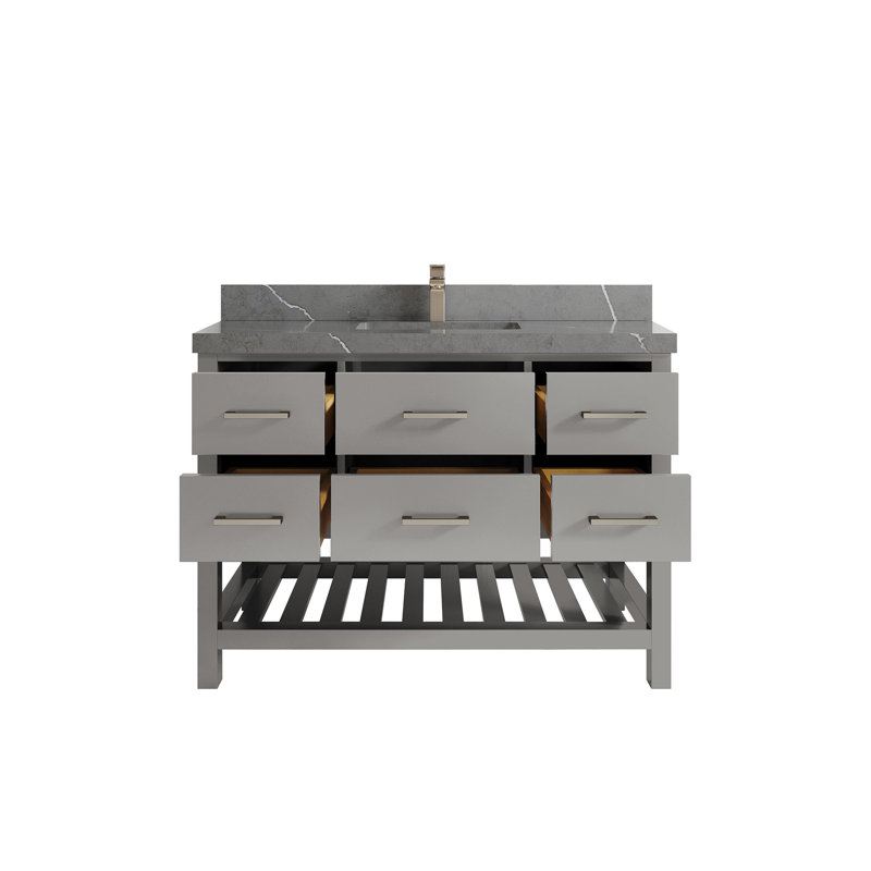 Ensemble de meuble-lavabo simple 48 po Parker, Gris Piatra