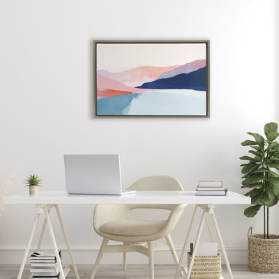 Minimalist Landscape Pink Floating Frame, design by Petal Prints Design