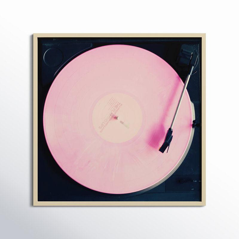 Caroline Pink Record by Caroline Mint - Single Picture Frame Print, 34.25" H x  34.25" W  x 0.88" D, Brown