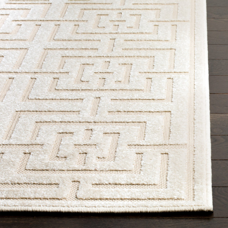 Tapis intérieur / extérieur à motif géométrique Cruz Cruz, Rectangle 6 pi 7 po x 9 pi 6 po