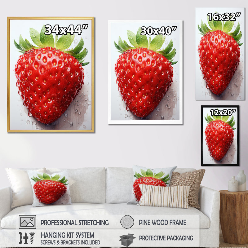 Fruit Sweet Strawberry Pointillism I - impression sur toile tendue, H 20 po x l 12 po x P 1 po