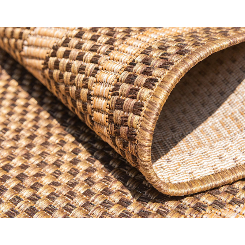 Easy-Care Diamond Brown Synthetic 5' x 8' Outdoor Rug