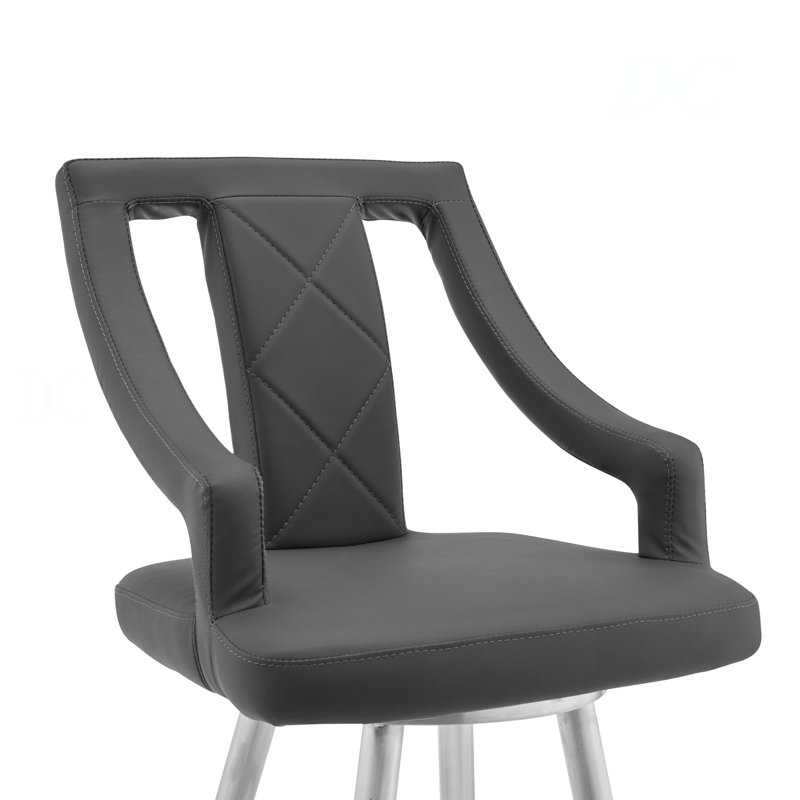 Tabouret de bar pivotant en similicuir et acier inoxydable brossé 30 po Norcia