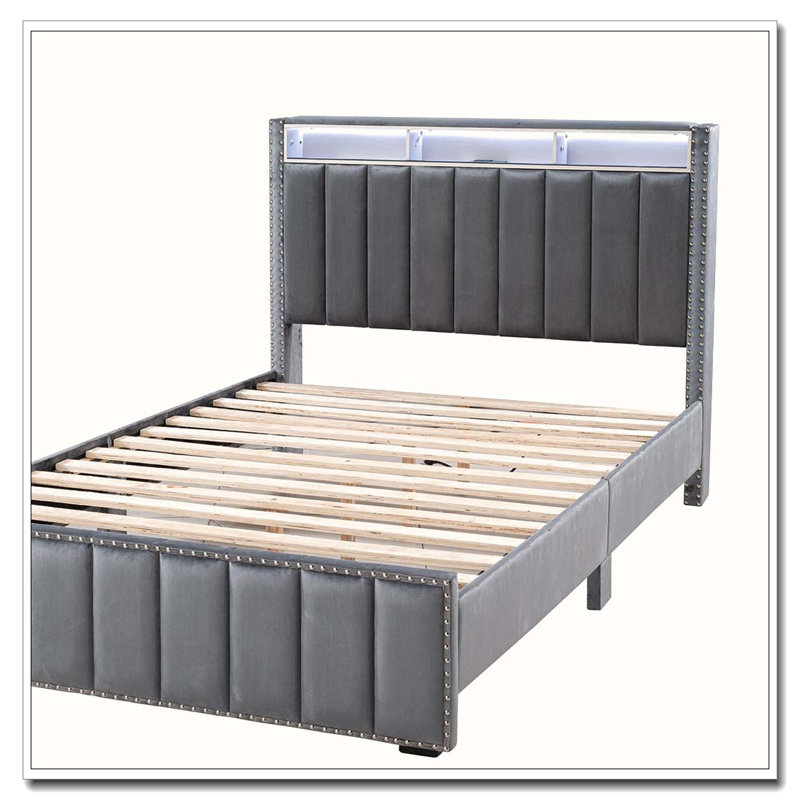 Rangement de lit, Grand, Gris foncé