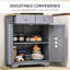 Buffet gris, 2 tiroirs et porte double, tablette réglable pour un salon enchanteur, armoire de rangement avec tiroirs de cuisine, -