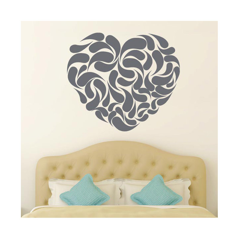Heart Shape Abstract Wall Sticker, Grey
