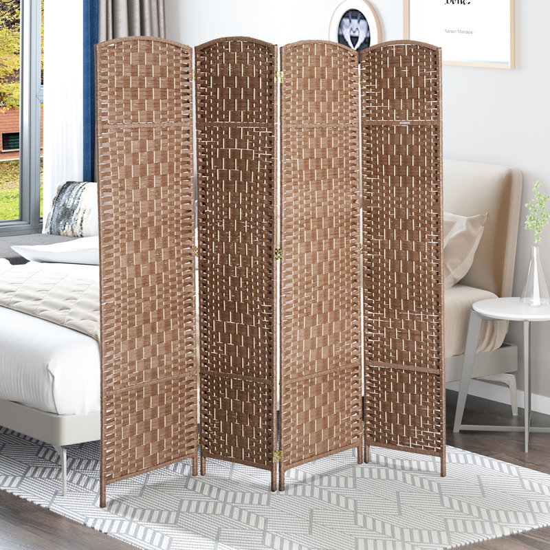 Cloison d'intimité 6 pi de hauteur tissée - naturel. Conception élégante. Structure en bois de peuplier. Idéal pour les salles d'étude. Charnières réglables pour différentes configurations. Cloisons faciles à ranger. Pliable