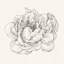 V, impression sur toile tendue Pen And Ink Florals-74759941-74759940-74759944