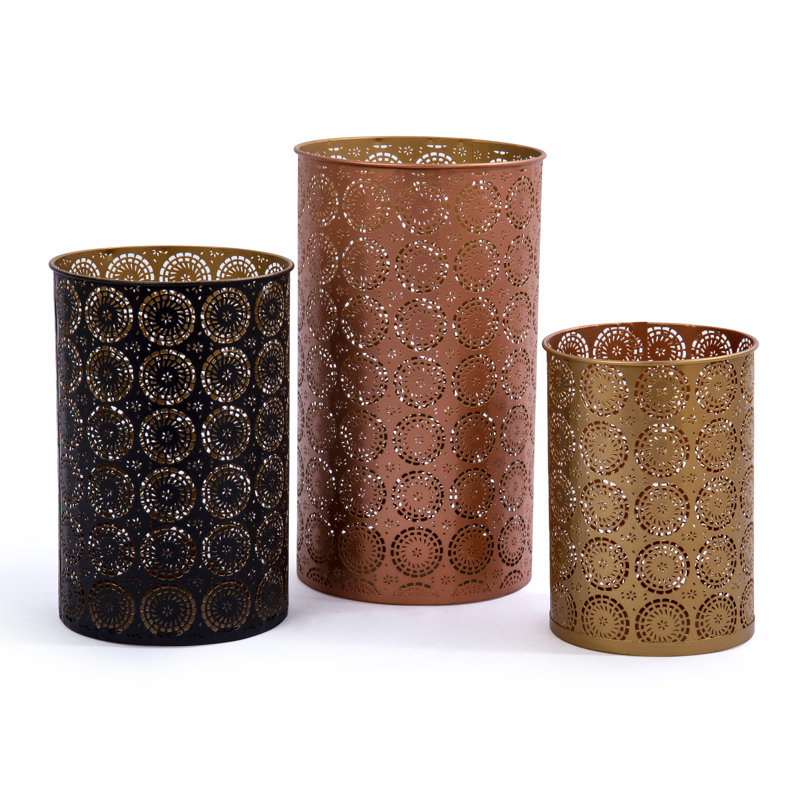 3 Piece Metal Tabletop Votive Holder Set