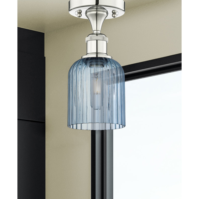 Edison - Adriena - Plafonnier semi-encastré 5 "1 lumière, Nickel poli, Bleu