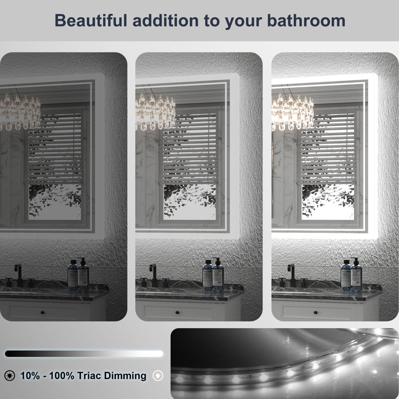 Miroir mural de salle de bain Kyum, 48 po x 24 po