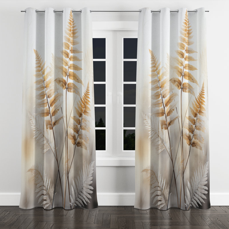 Minimalisme Ferns Verdant Elegance I - Rideau à œillets moderne - Velours obscurcissant - 1 panneau, L 52 po x L 120 po