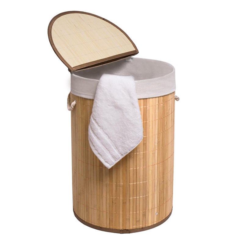 MantraRaj Bamboo Laundry Basket with Handles 50L Folding Bamboo Hamper Basket With Lid (Brown)