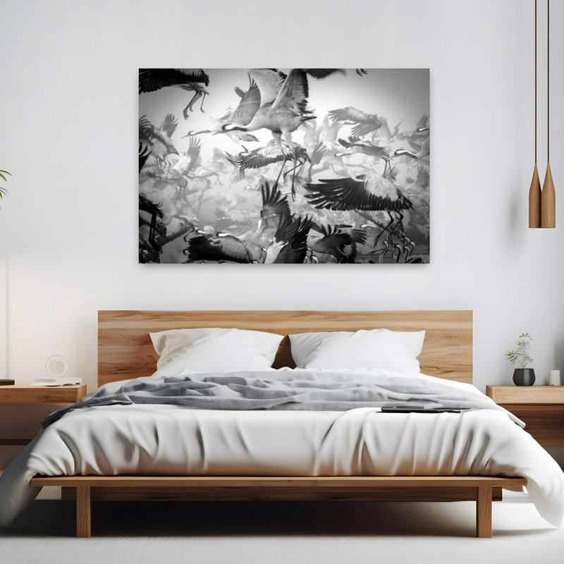 Art contemporain contemporain, paysage abstrait, oiseau, paysage, H 40 po x l 60 po