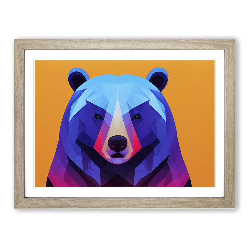 Abstract Bear Vol.1 - Framed Print, 46cm H x 64cm W x 2cm D, Oak